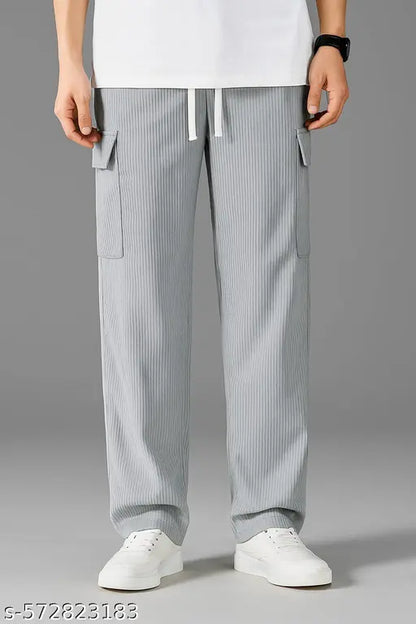 Men’s Premium Ribbed Cargo Joggers | Urban Streetwear Look | Stretchable & Stylish Dailywear Pants