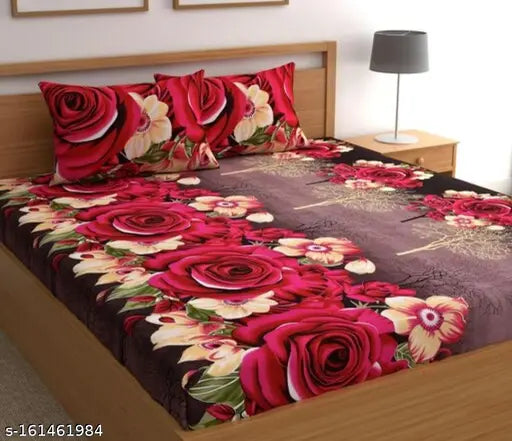 Bedsheet 3d Printed King Size With 2 pillow covers