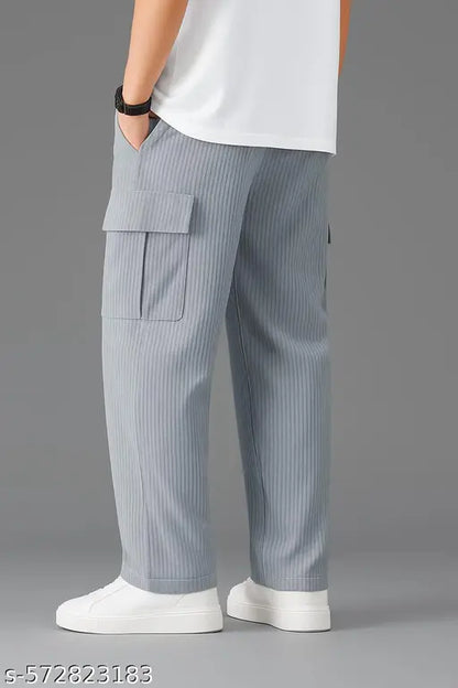 Men’s Premium Ribbed Cargo Joggers | Urban Streetwear Look | Stretchable & Stylish Dailywear Pants