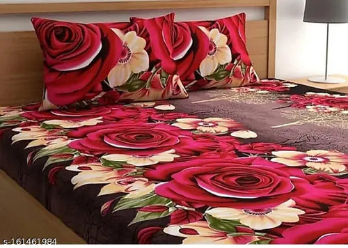 Bedsheet 3d Printed King Size With 2 pillow covers