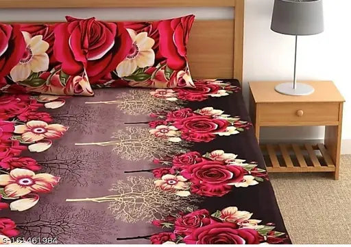 Bedsheet 3d Printed King Size With 2 pillow covers