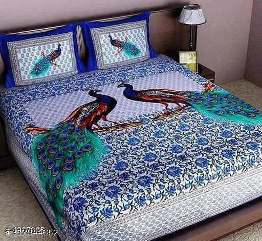 Jaipuri Printed Cotton Bedsheet With 2 Pillow Covers